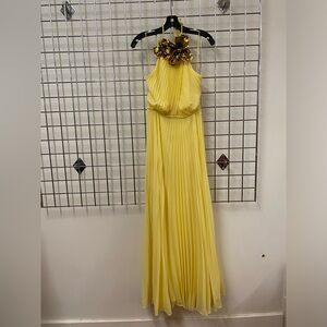 Ungaro Yellow Pleated Maxi Dress size Small